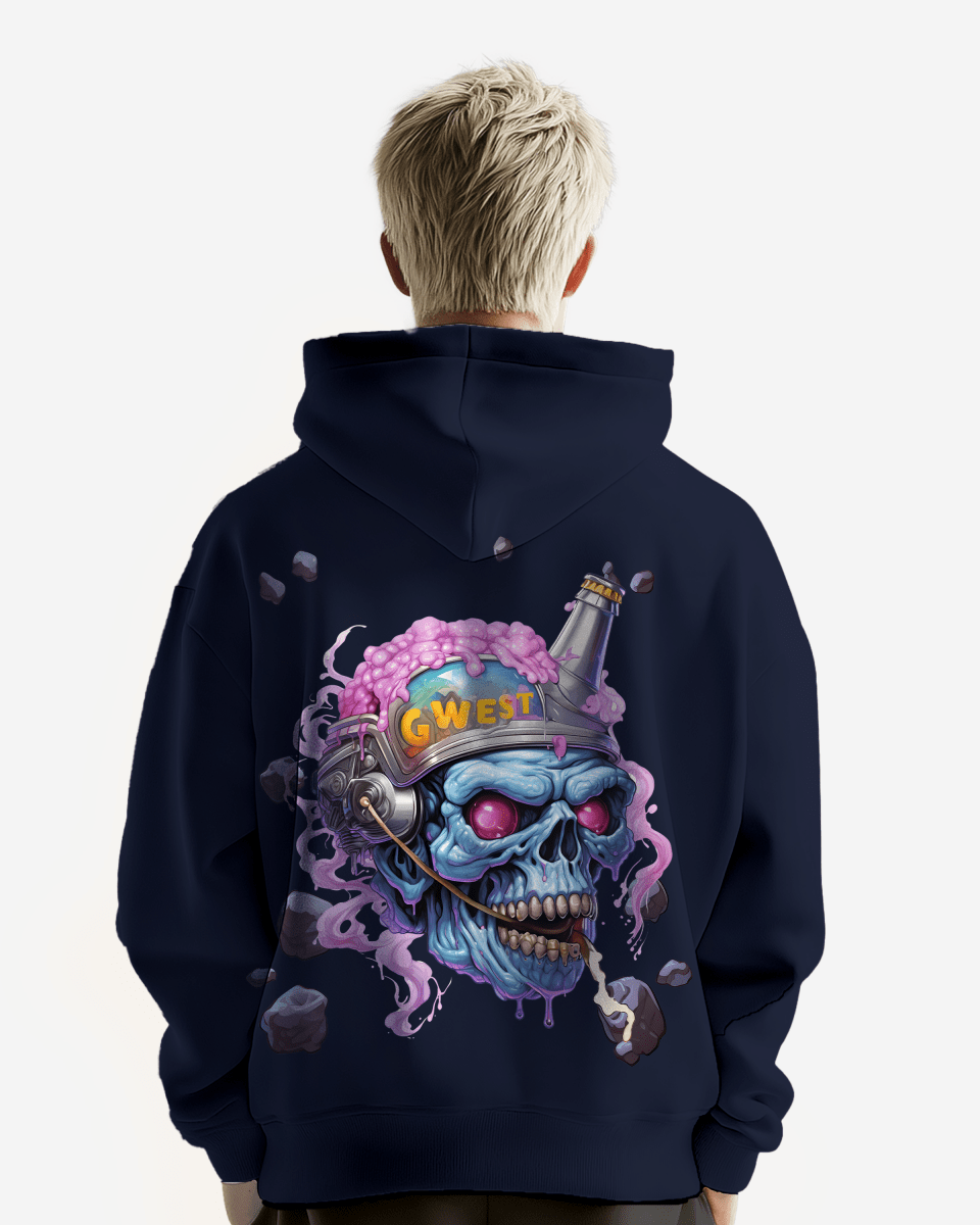 G West Mens Beer Helmet Zombie Heavy Premium Hoodie
