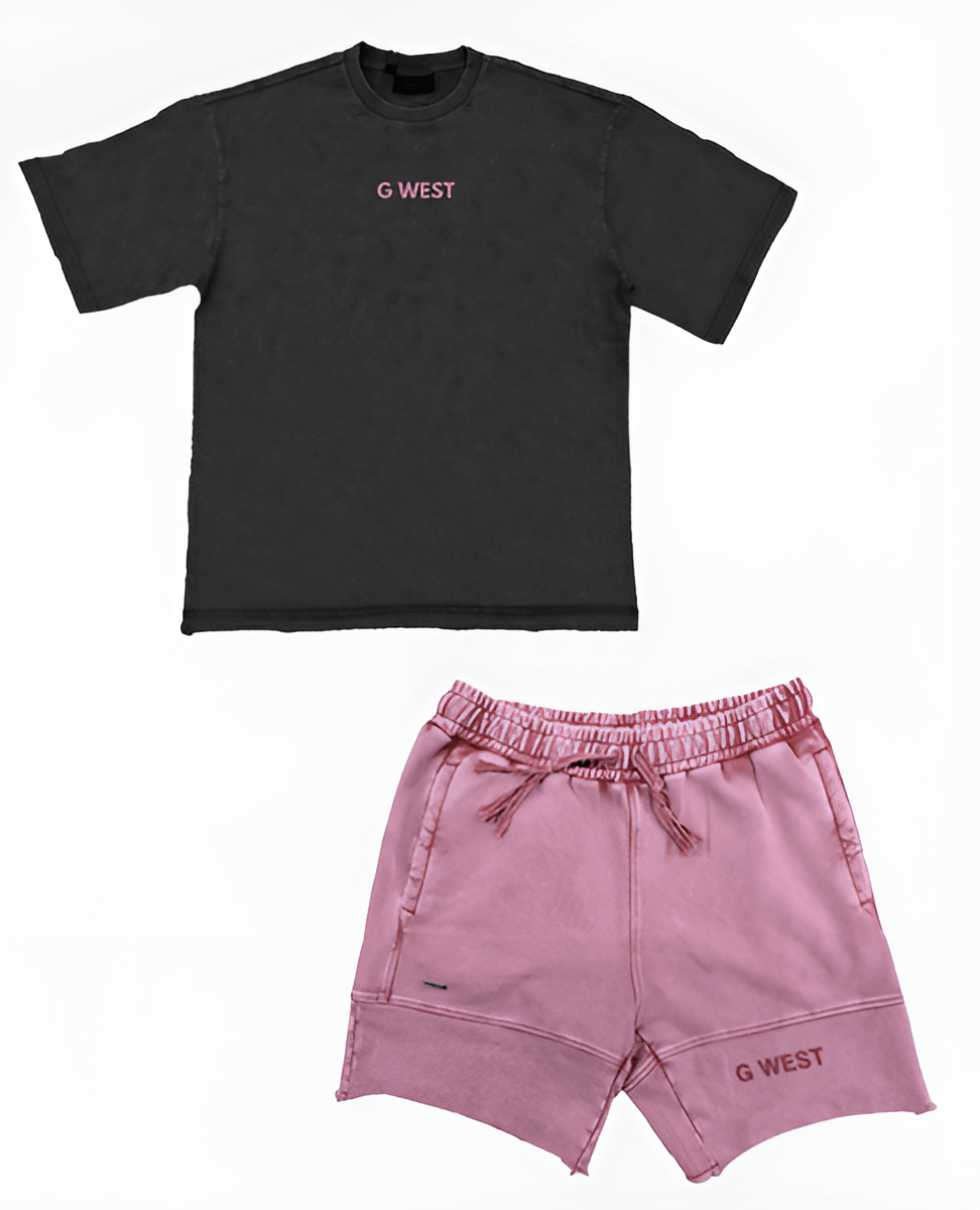 G West Black &amp;amp; Pink Wash Short Set