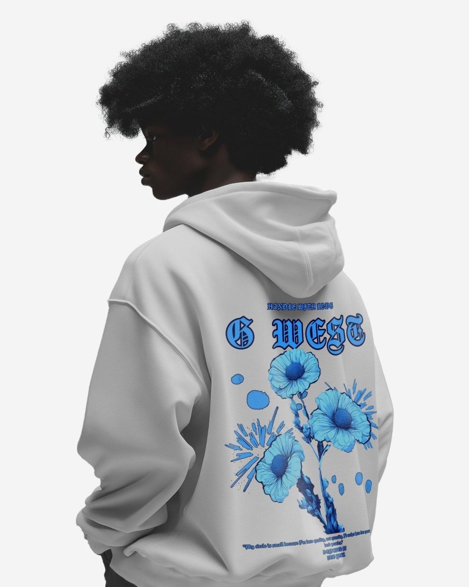 G West Mens Blue Garden Oversize Hoodie