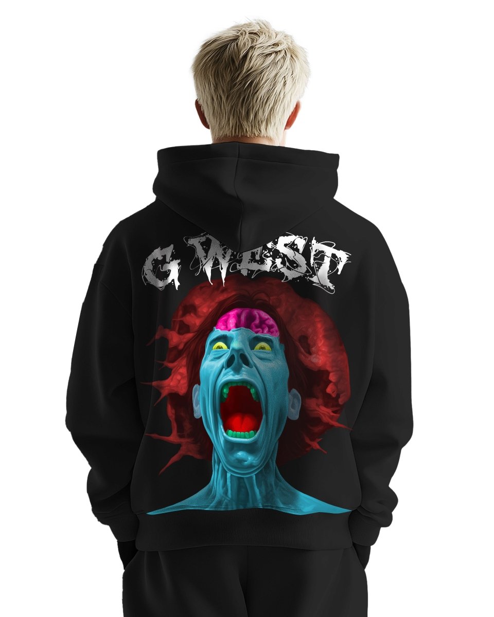 G West Mens Brain Explosion Heavy Premium Oversized Hoodie