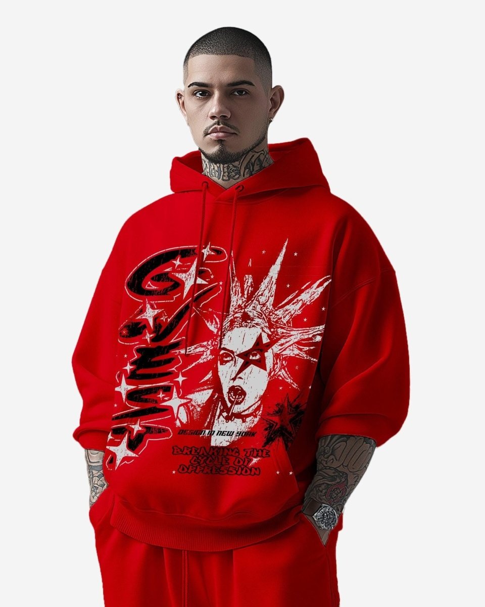 G West Mens Breaking The Cycle Double Hit Oversized Hoodie