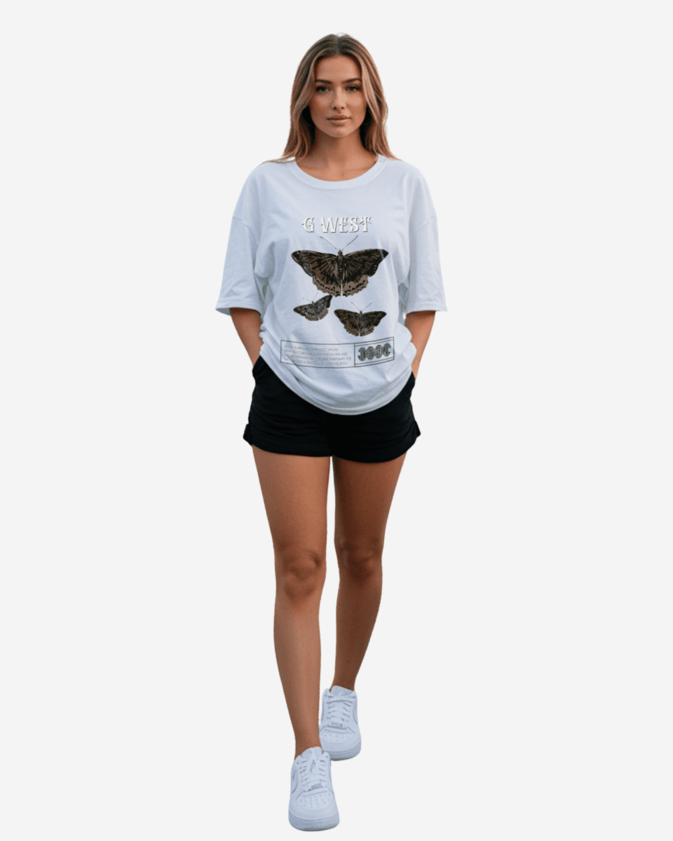 G West Butterfly Haven Oversized Women&amp;#39;s T-Shirt