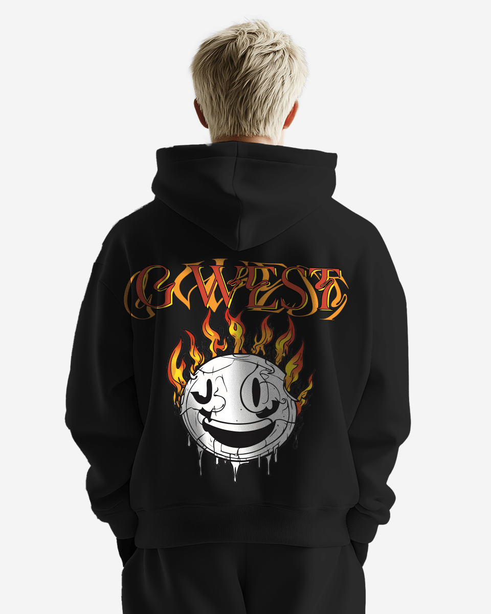 G West Mens Fire Smile Oversize Hoodie