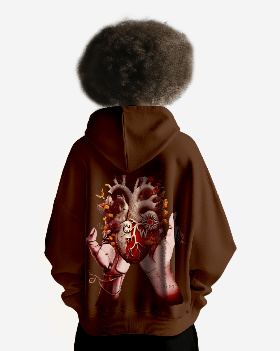 G West Mens Flower Heart Hoodie