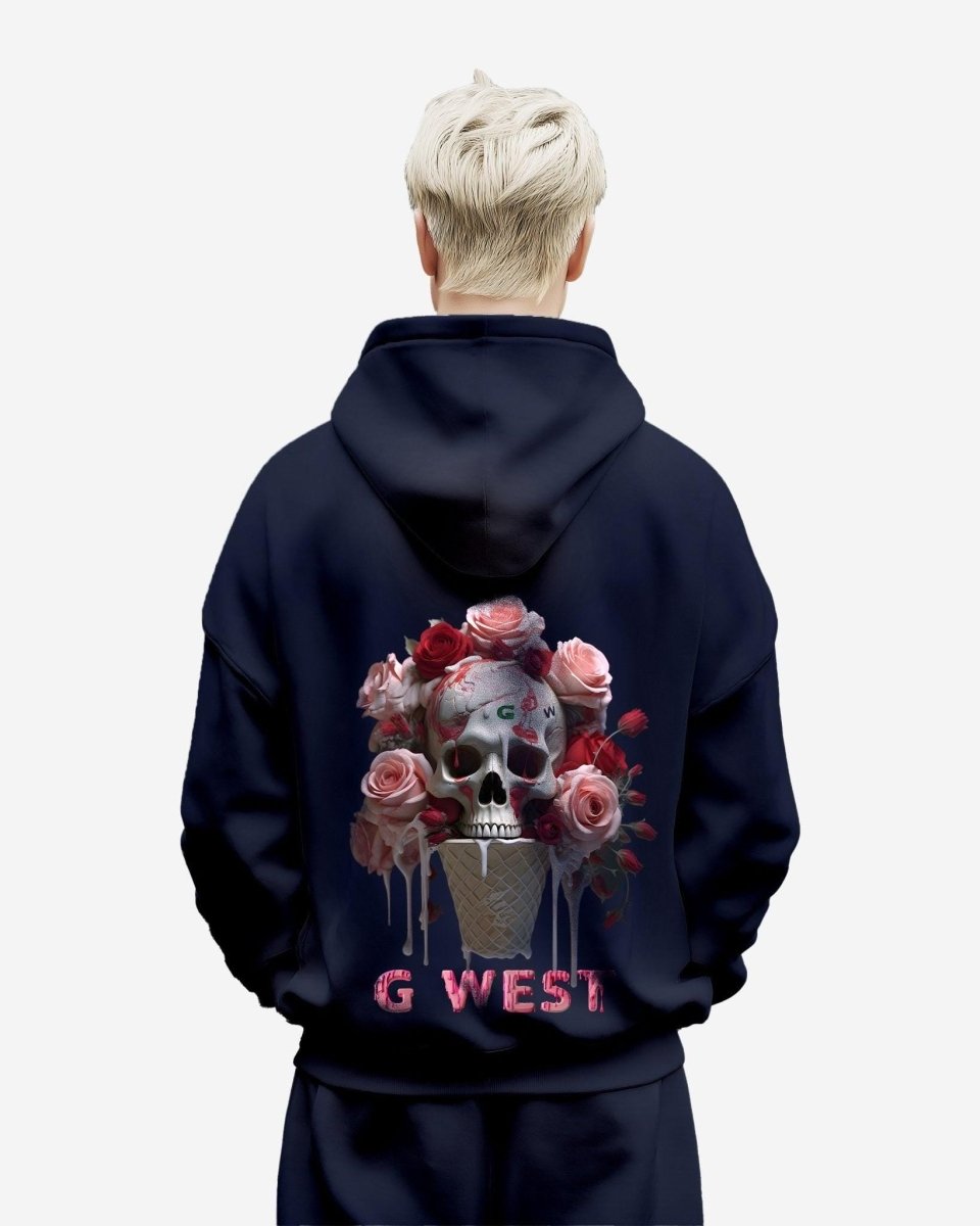 G West Mens Ice Cream Skull Heavy Premium Oversized Hoodie