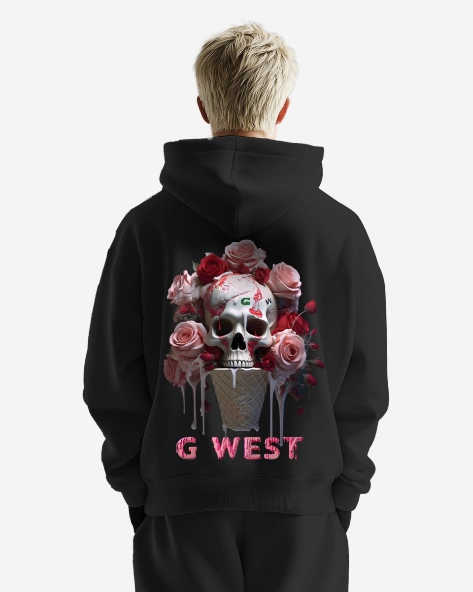 G West Mens Ice Cream Skull Oversize Hoodie