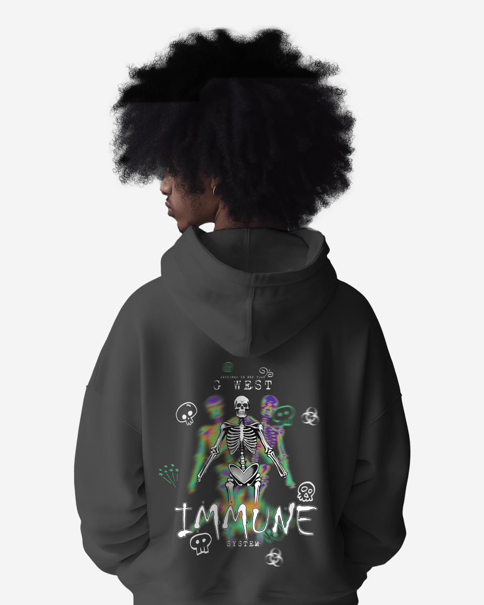 G West Mens Imunne Skeleton Oversize Hoodie