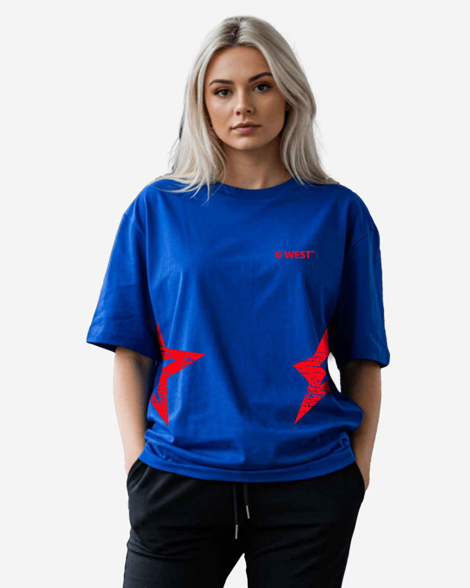 G West Womens Oversized Atlanta Logo Royal Tee