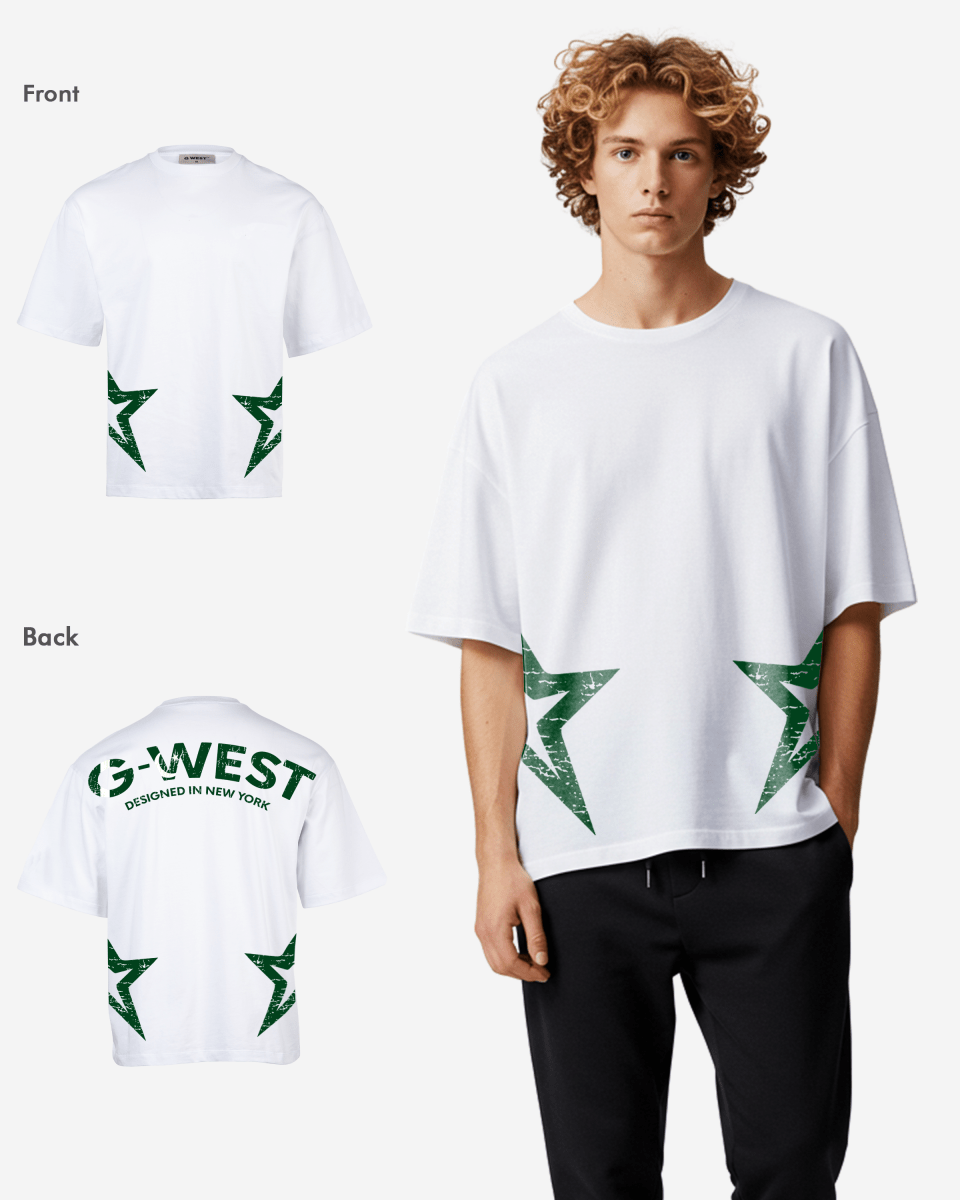 G West Mens Oversized Cricket White T-Shirt