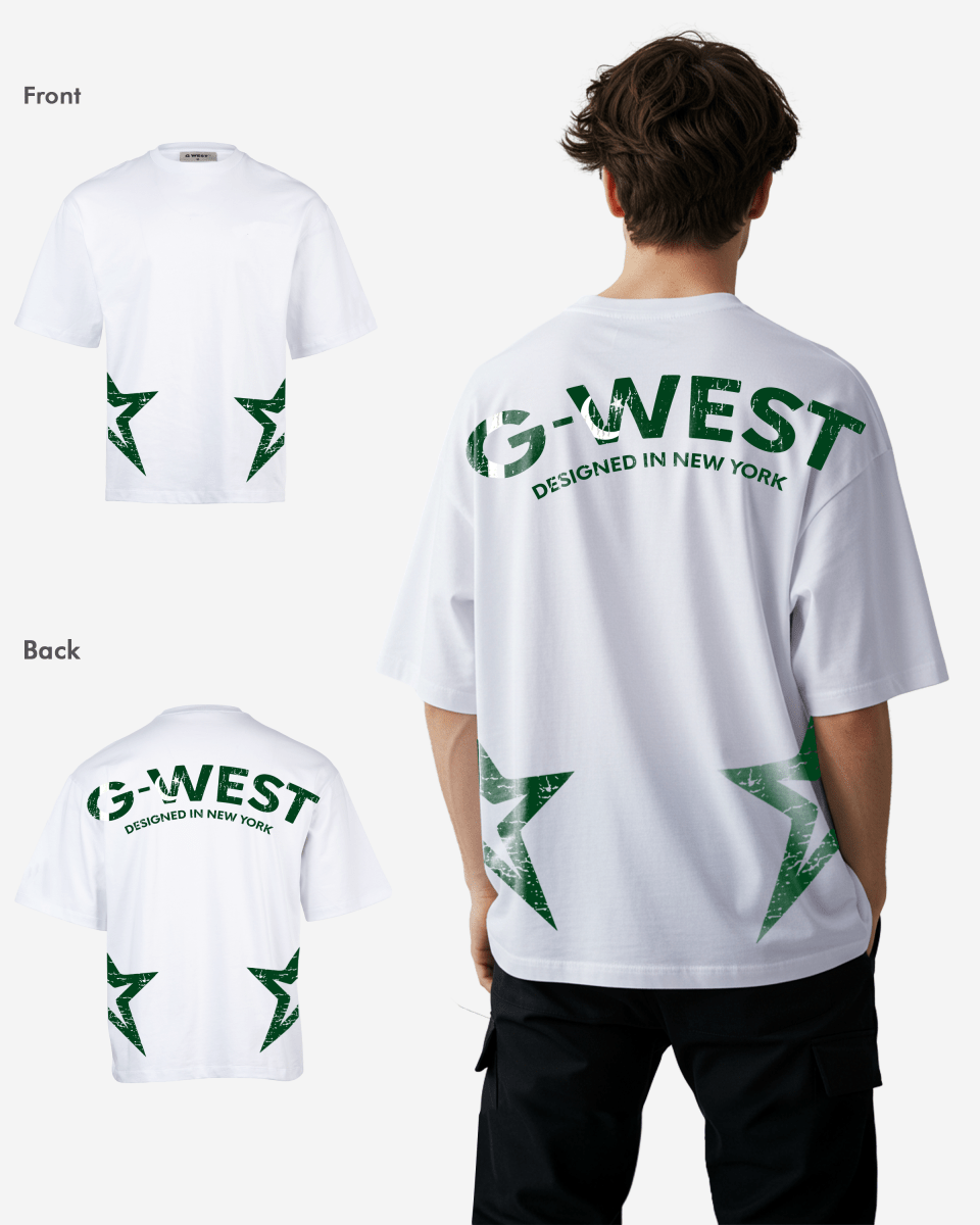 G West Mens Oversized Cricket White T-Shirt