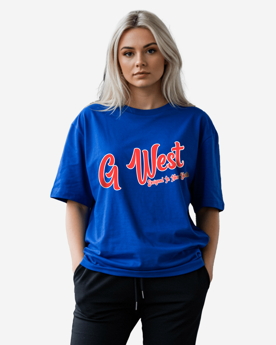 G West Womens Oversized Cursive Logo Black Tee