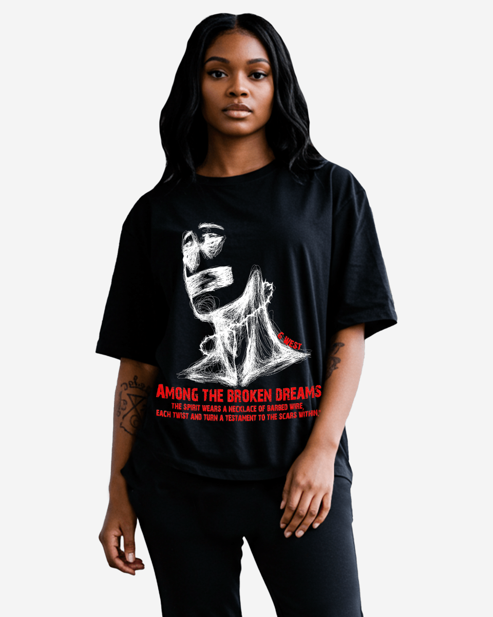 G West Womens Oversized Sinner Black Tee