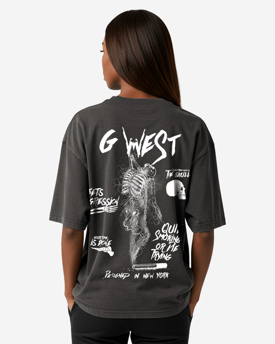 G West Oversized Smoke Skeleton Tee - Women