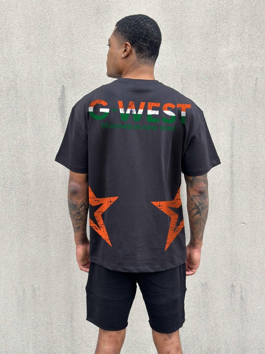 G West Mens Oversized Tee Cricket India Logo T-Shirt