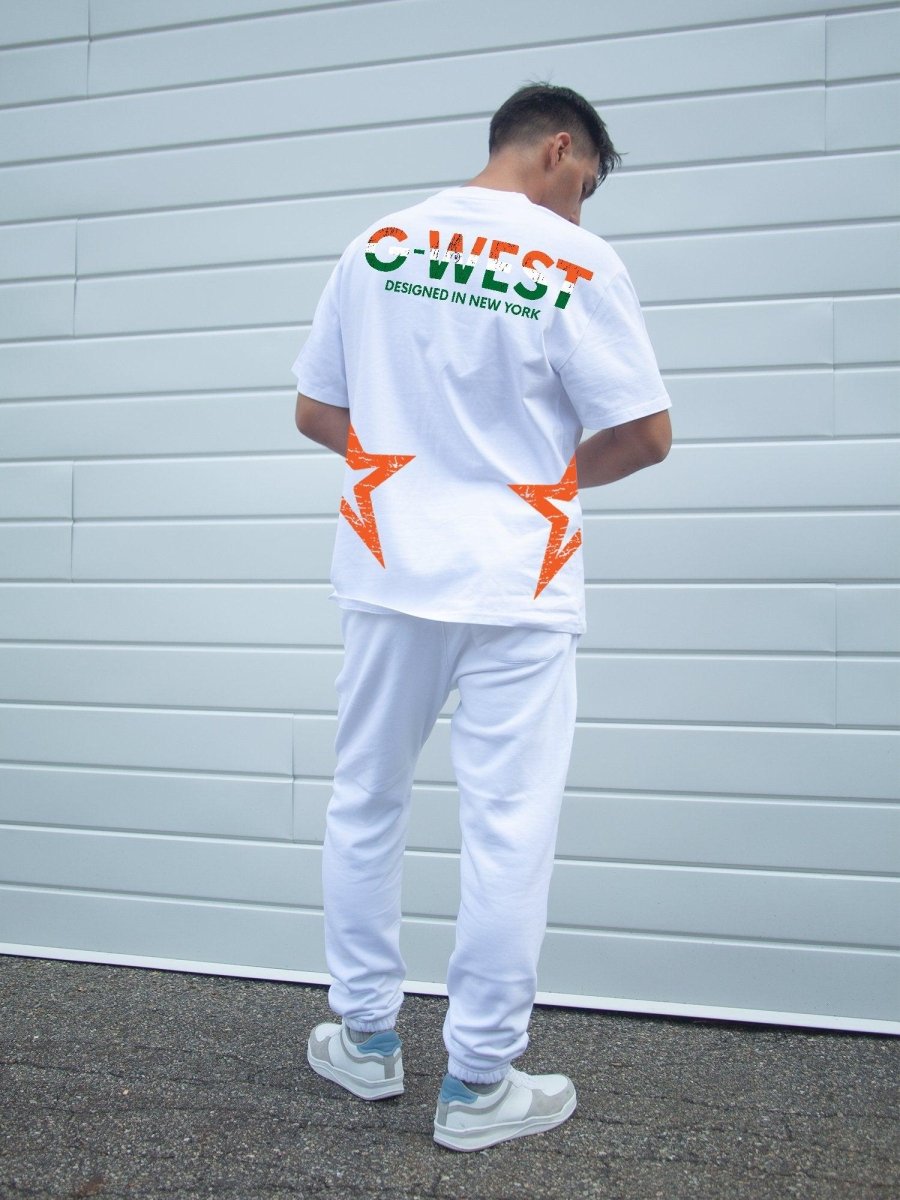 G West Mens Oversized Tee Cricket India Logo T-Shirt