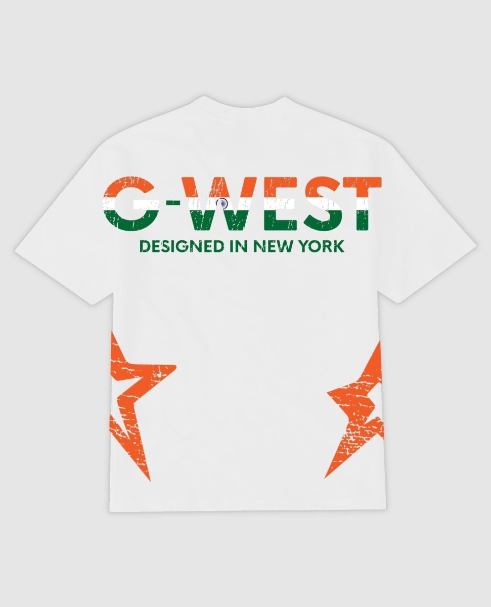 G West Mens Oversized Tee Cricket India Logo T-Shirt