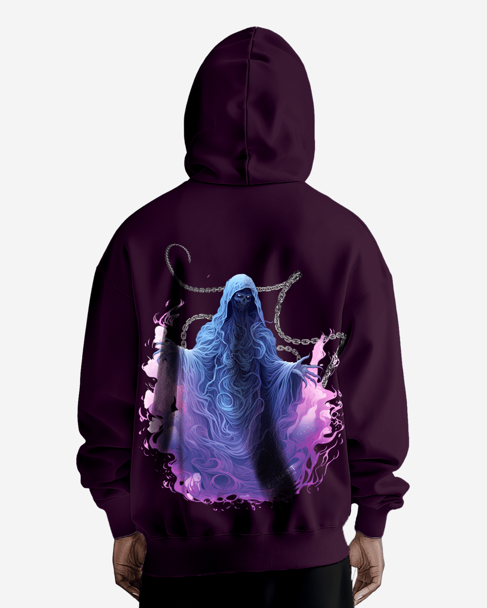 G West Mens Purple Reaper Heavy Premium Oversize Hoodie
