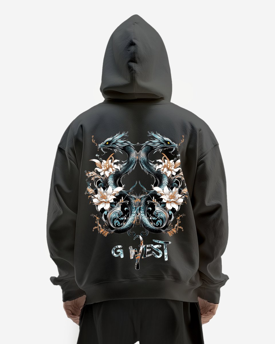 G West Mens Shadow Dragon Oversize Hoodie