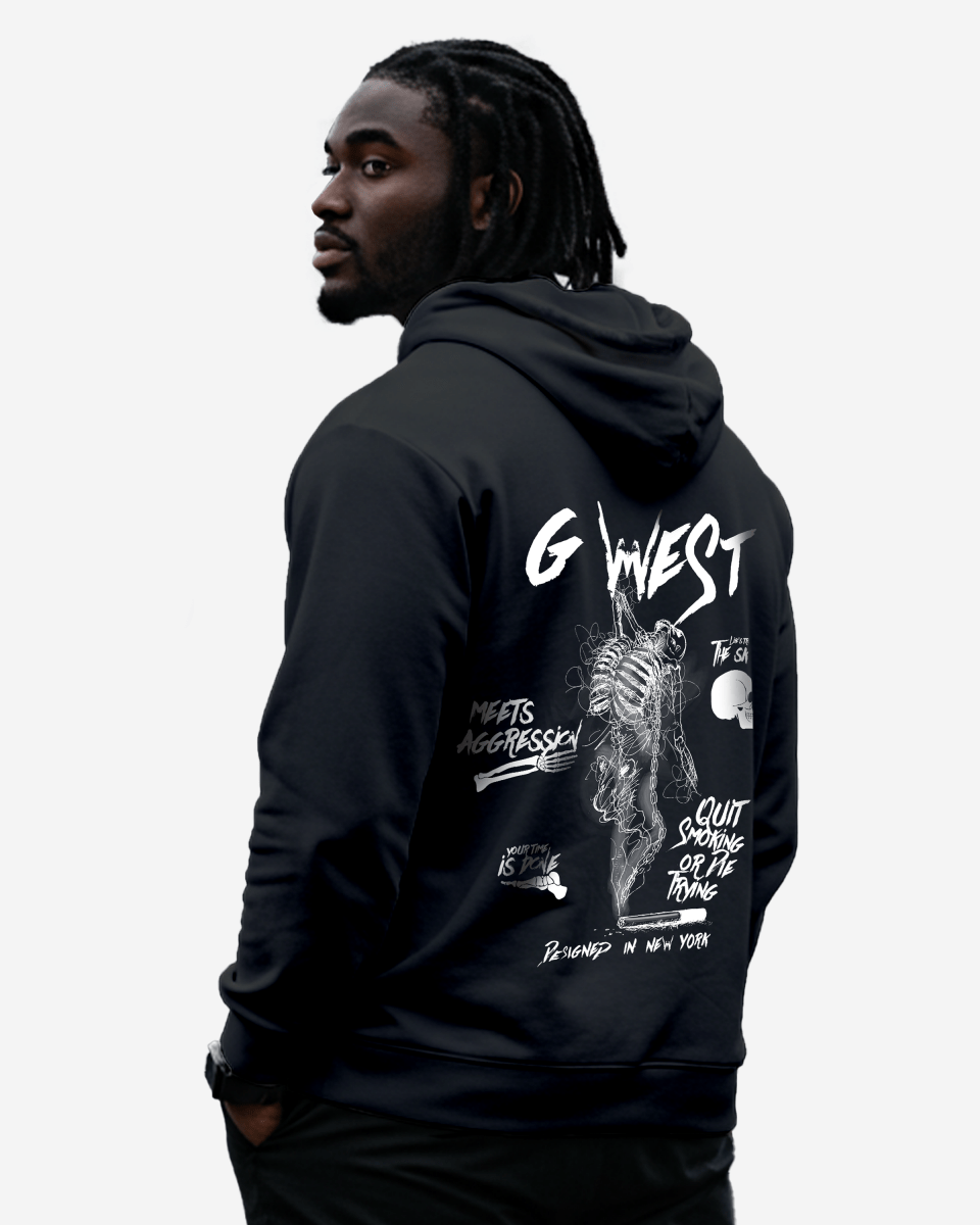 G West Smoke Skeleton Hoodie Mens Style Big and Tall