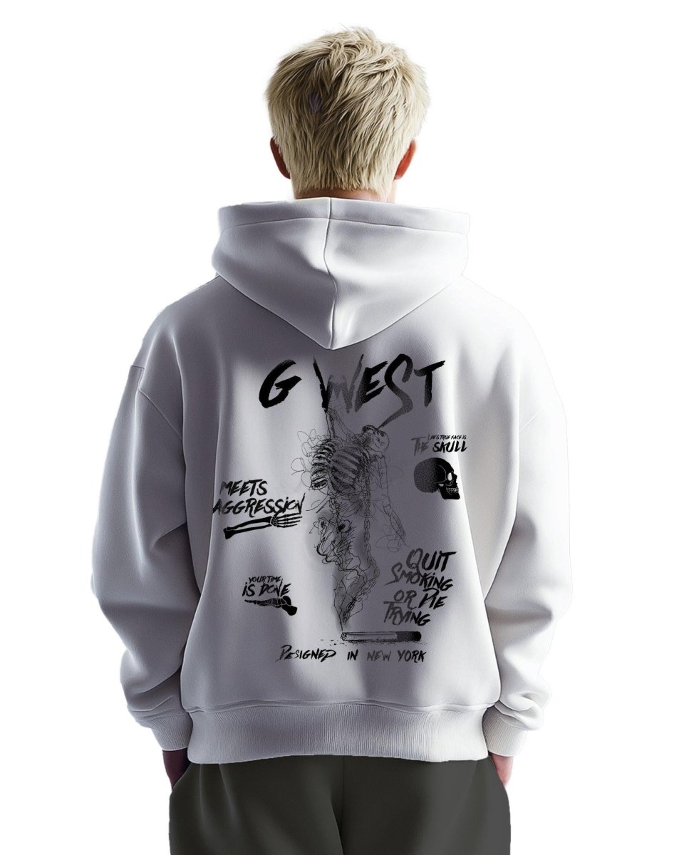G West Mens Smoke Skeleton Oversize Hoodie