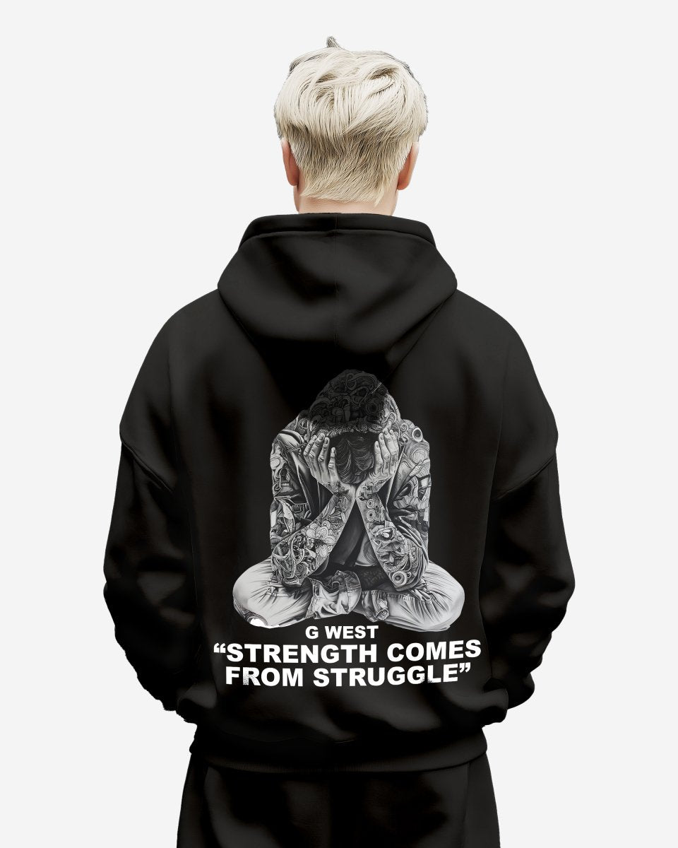 G West Mens Strength Come From Struggle Oversize Hoodie