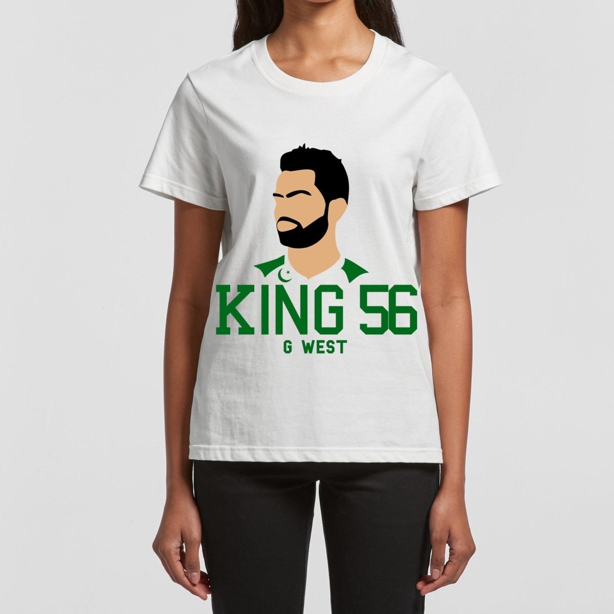 G West Women Pakistan Cricket King 56 White T-Shirt