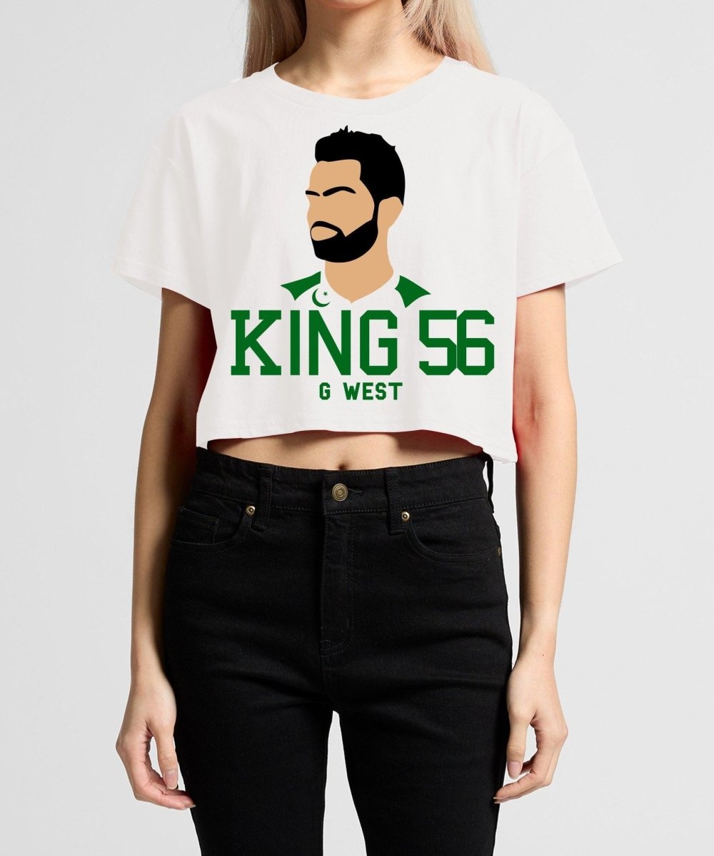 G West Women Pakistan Cricket King 56 White T-Shirt : Gwwscdtf2408