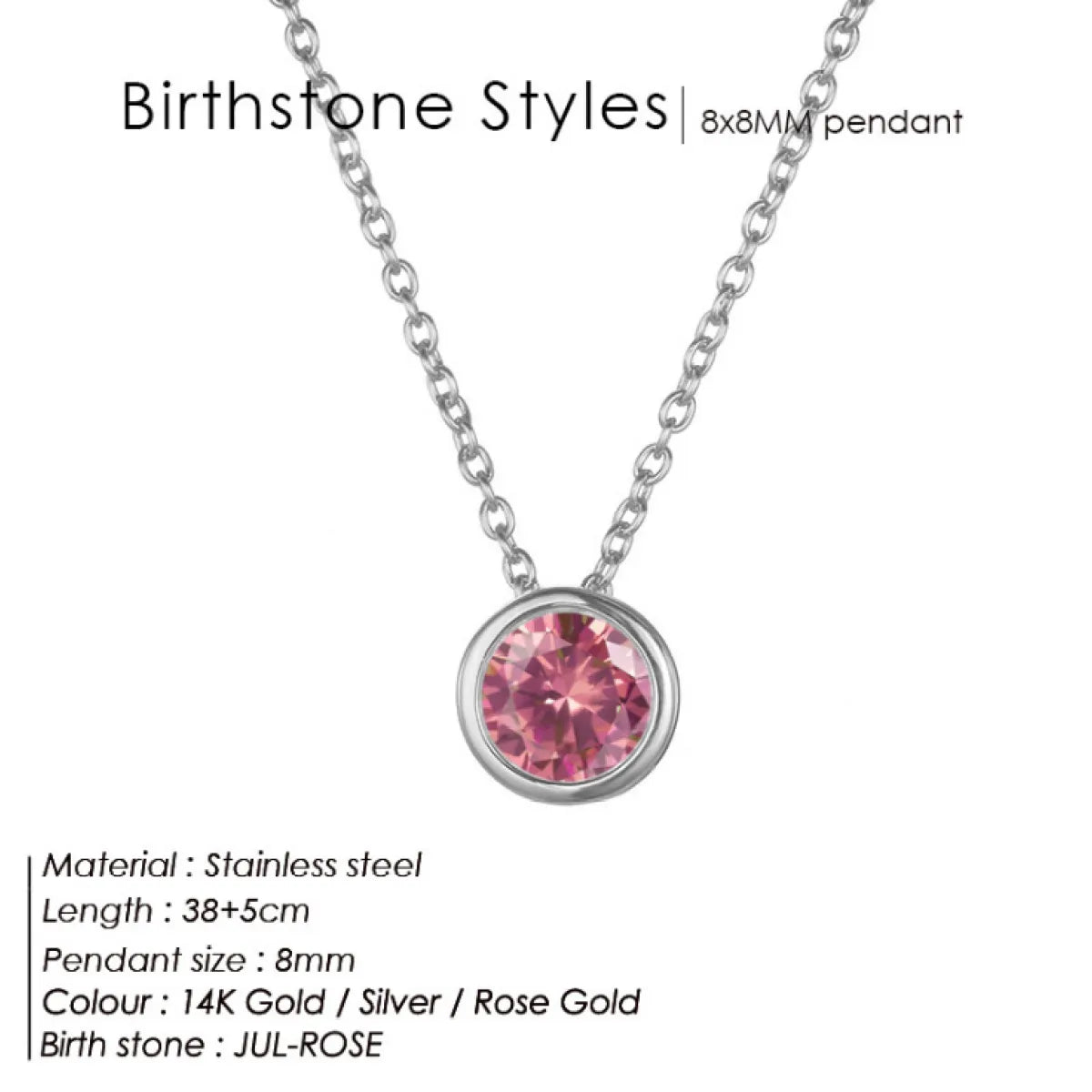 Style Loft Collection Stainless Steel Birth Gemstone Necklace