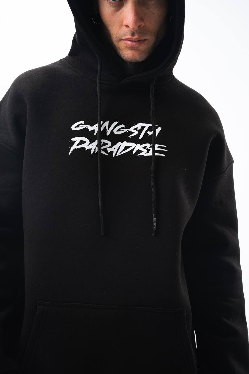 Oversize &amp;#39;Gangsta Paradise&amp;#39; Graphic Hoodie - Heavyweight Streetwear Hooded Sweatshirt