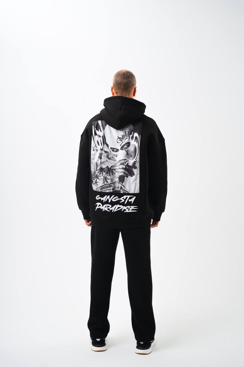 Oversize &#39;Gangsta Paradise&#39; Graphic Hoodie - Heavyweight Streetwear Hooded Sweatshirt
