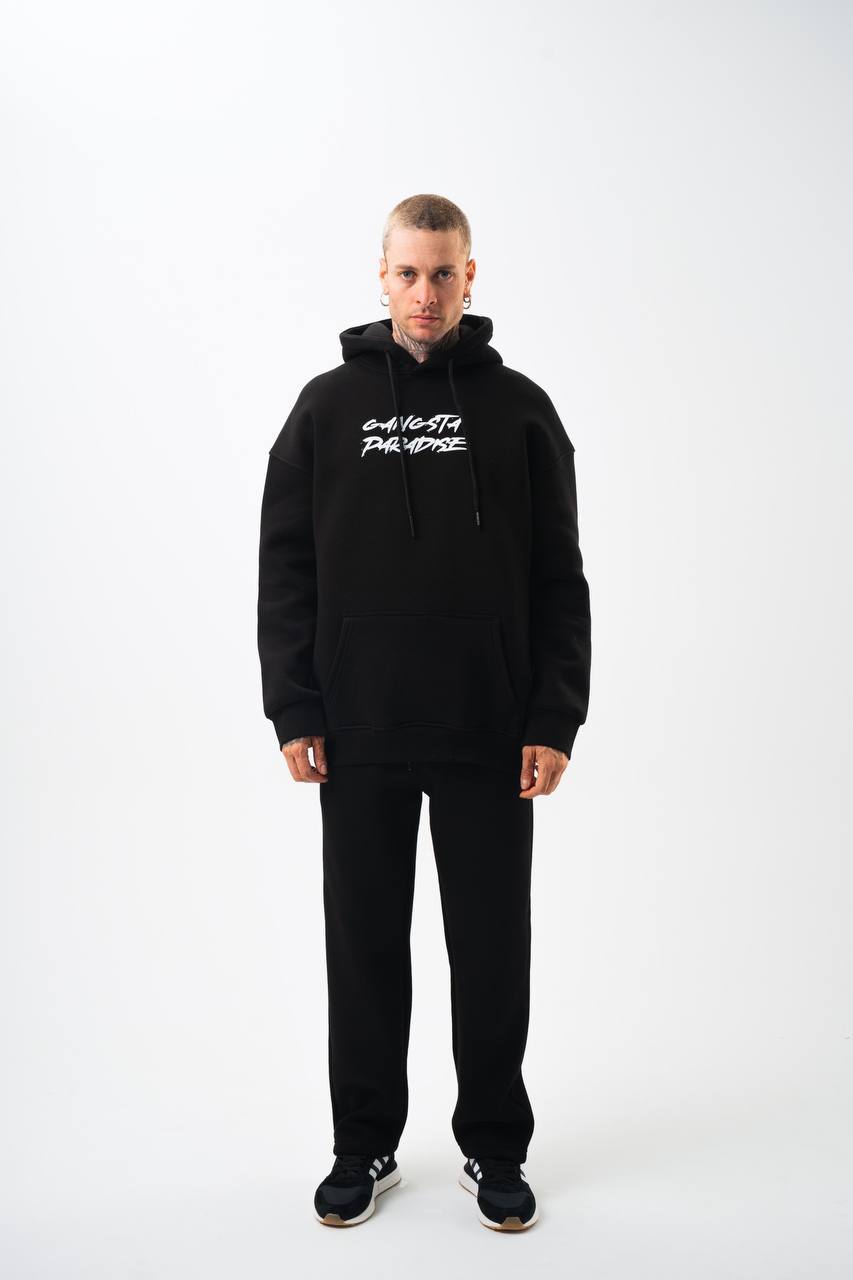 Oversize &#39;Gangsta Paradise&#39; Graphic Hoodie - Heavyweight Streetwear Hooded Sweatshirt