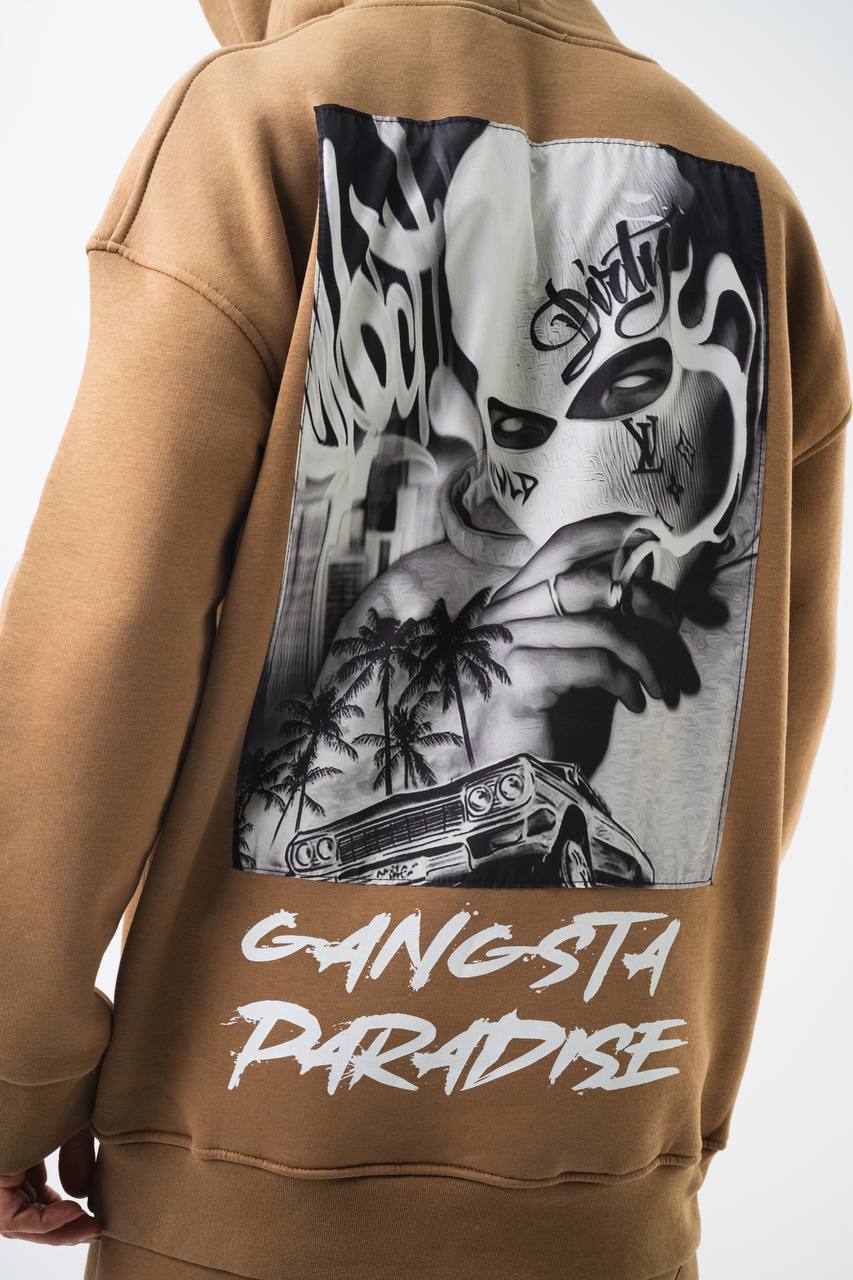 Oversize &#39;Gangsta Paradise&#39; Graphic Hoodie - Heavyweight Streetwear Hooded Sweatshirt