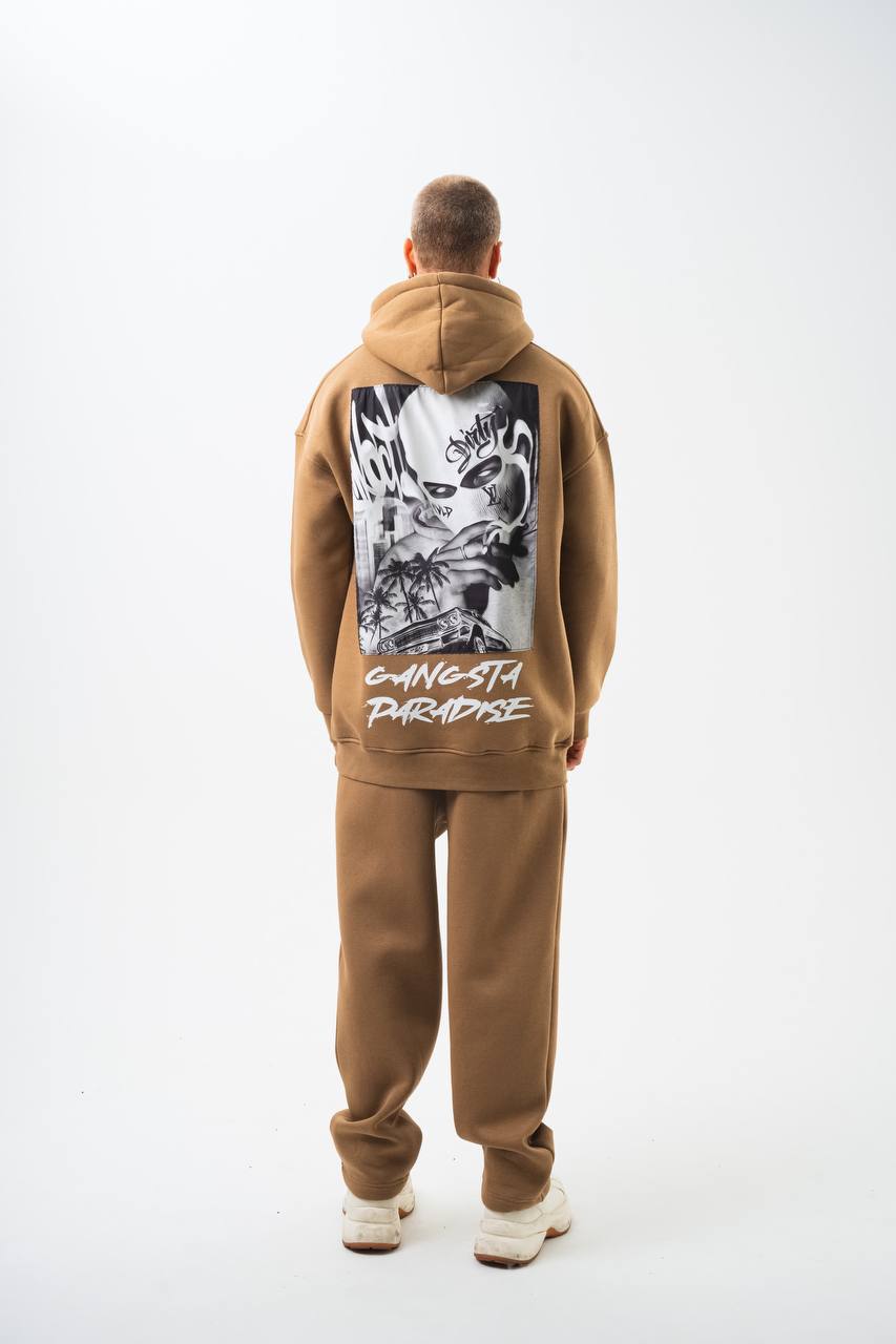 Oversize &#39;Gangsta Paradise&#39; Graphic Hoodie - Heavyweight Streetwear Hooded Sweatshirt