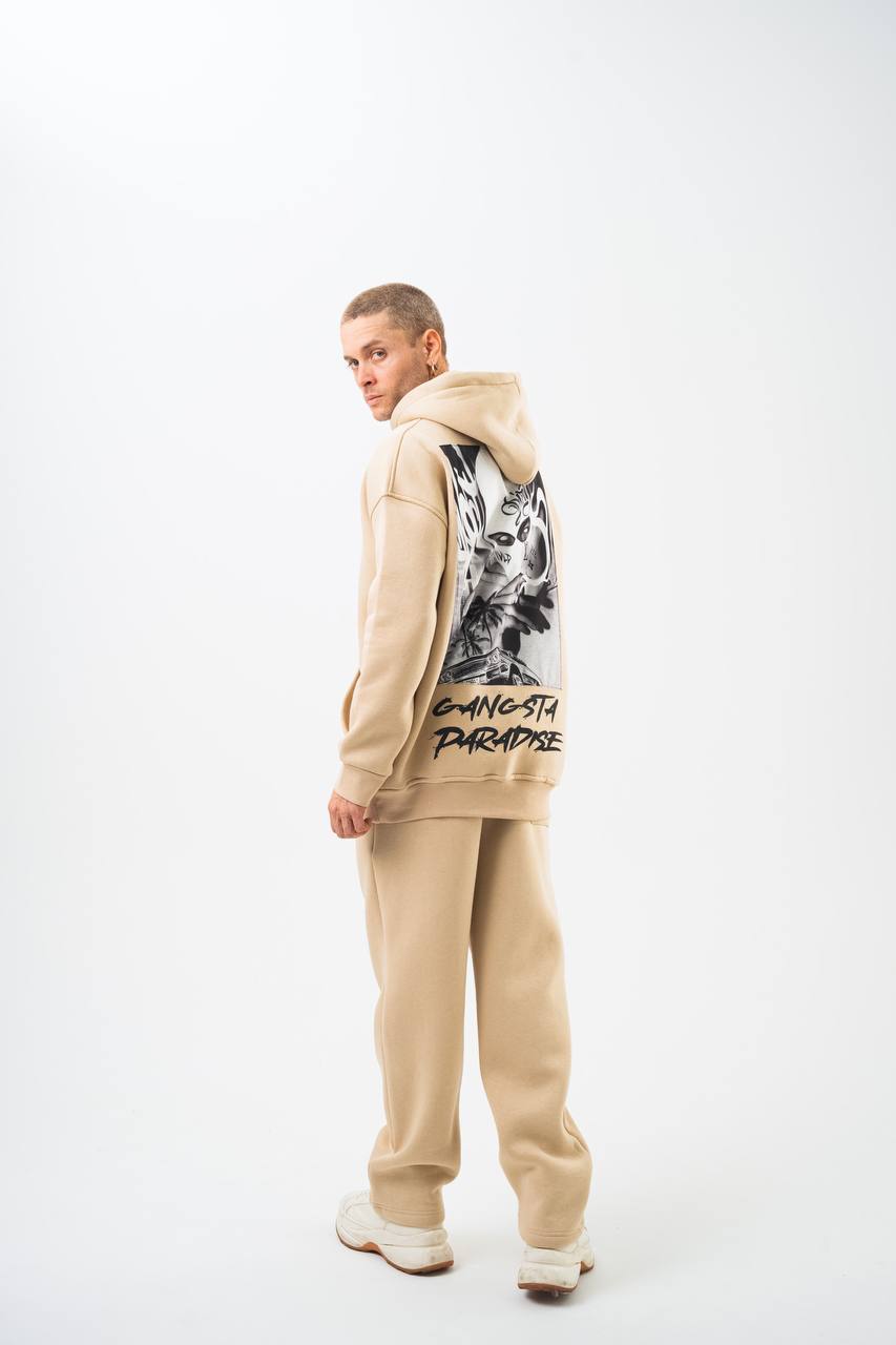 Oversize &#39;Gangsta Paradise&#39; Graphic Hoodie - Heavyweight Streetwear Hooded Sweatshirt