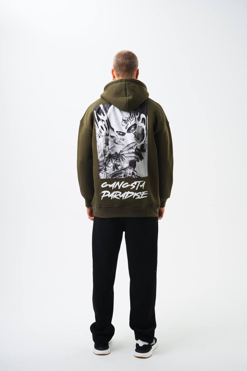 Oversize &#39;Gangsta Paradise&#39; Graphic Hoodie - Heavyweight Streetwear Hooded Sweatshirt