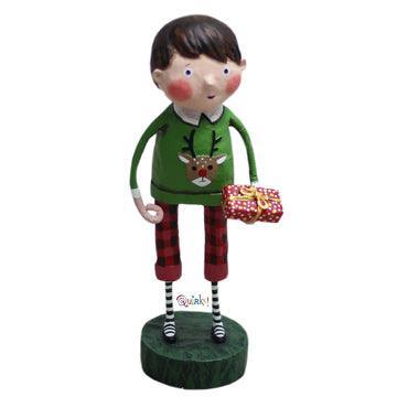 Gift Exchange Boy Christmas Figurine by Lori Mitchell