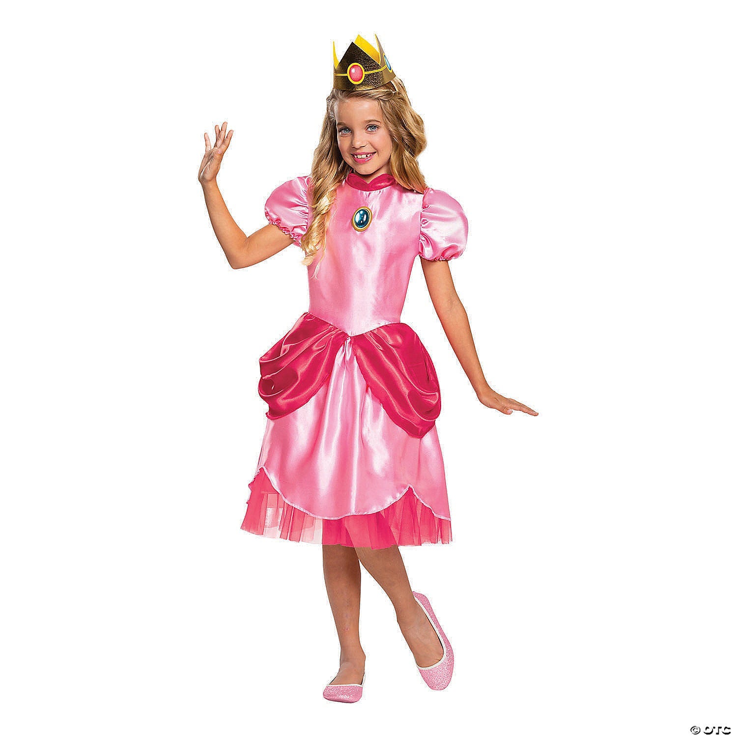 Girl&amp;#39;s Deluxe Super Mario Bros. Princess Peach Costume - Large
