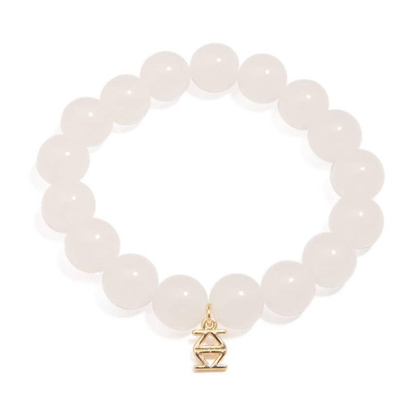 Glass Bead Stretch Bracelet - White