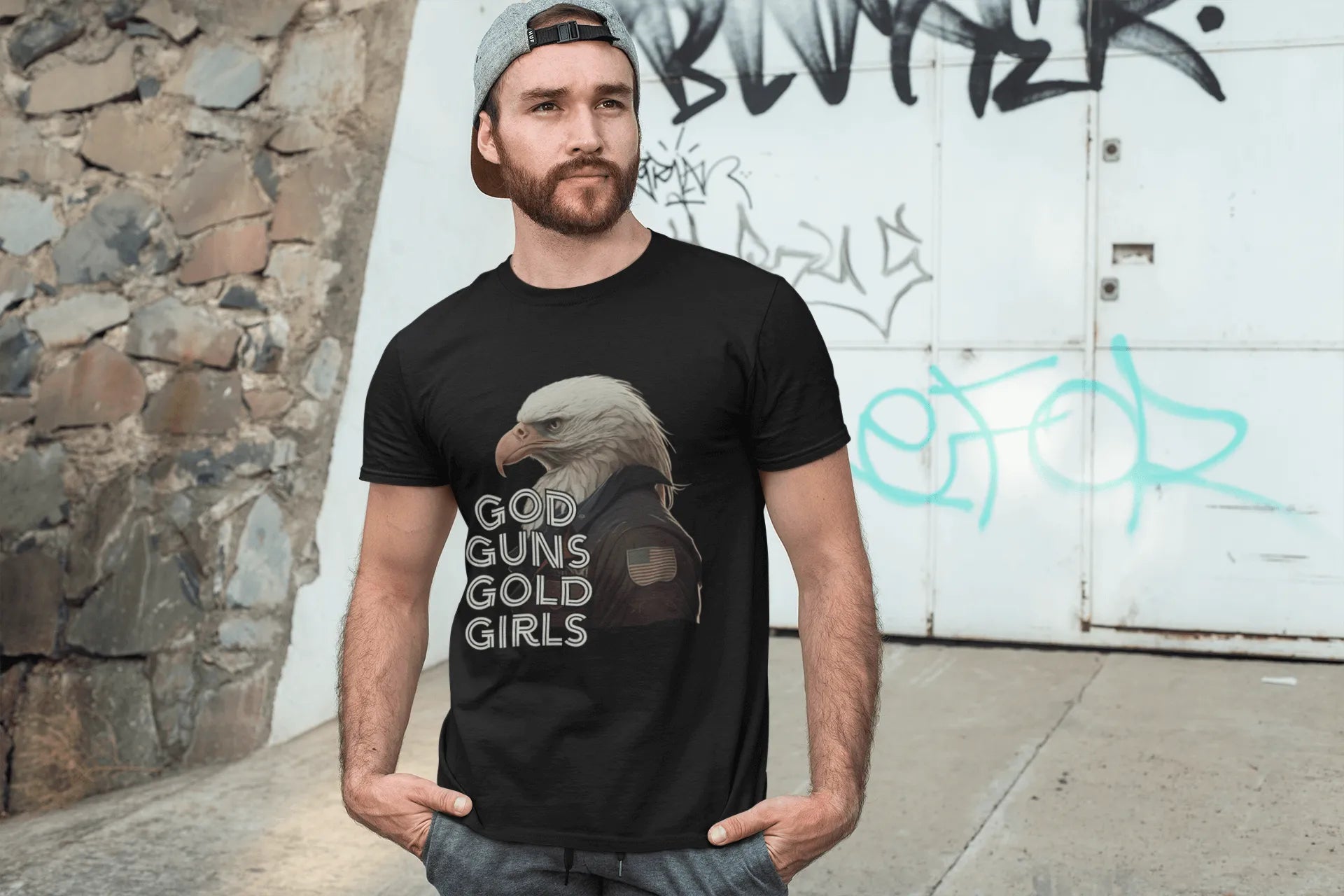 God, Guns, Gold, Girls Bald Eagle Tee