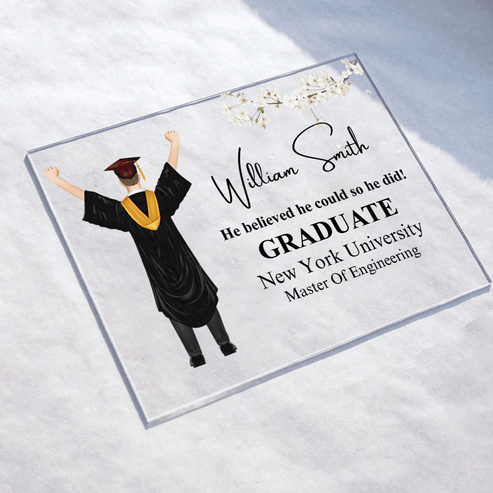 Graduation Gift 2025 For Him/Her - Personalized Custom Horizontal Acrylic Plaque - Senior, Class of 2025 Graduate, Grandson, Granddaughter, Daughter, Son, Best Friends