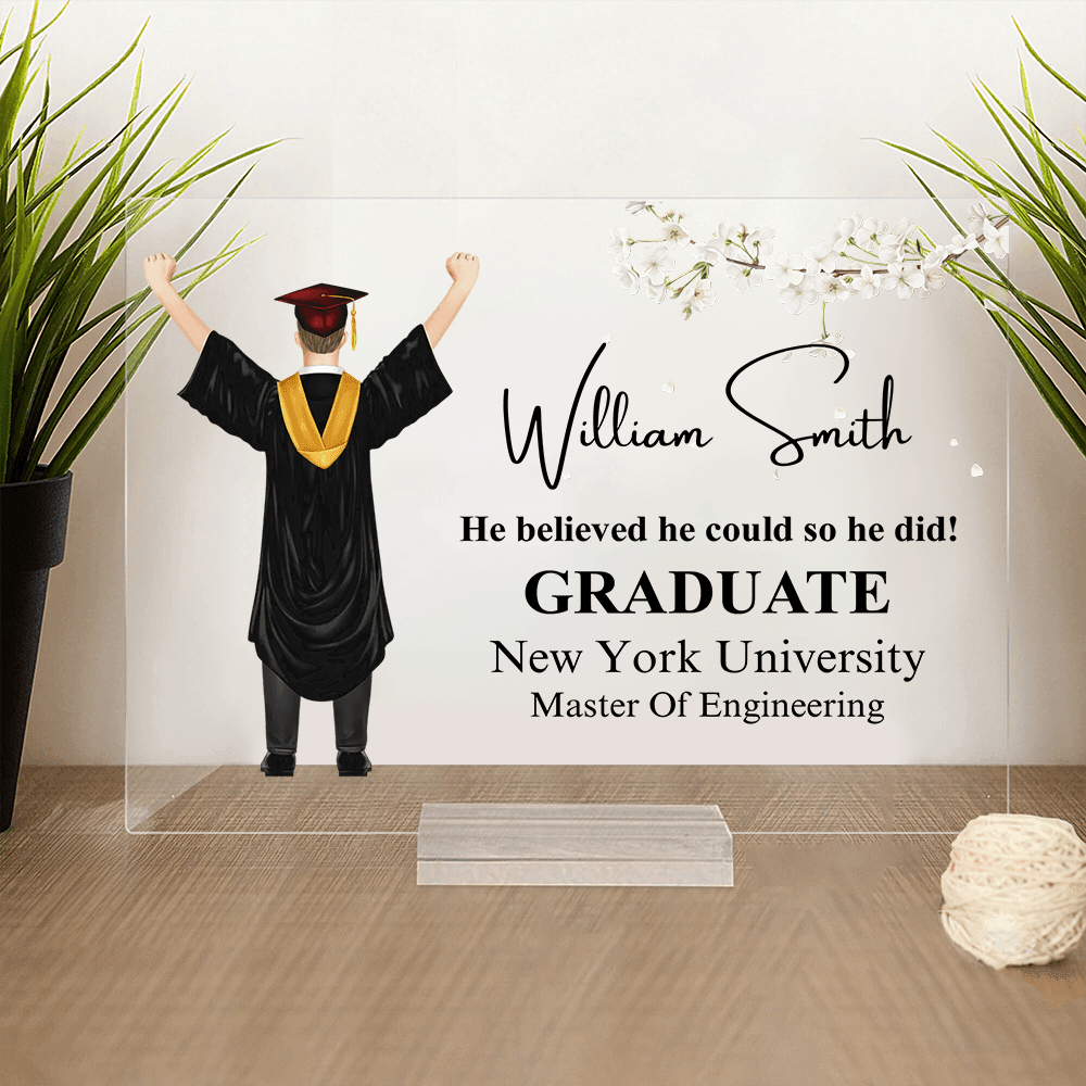 Graduation Gift 2025 For Him/Her - Personalized Custom Horizontal Acrylic Plaque - Senior, Class of 2025 Graduate, Grandson, Granddaughter, Daughter, Son, Best Friends