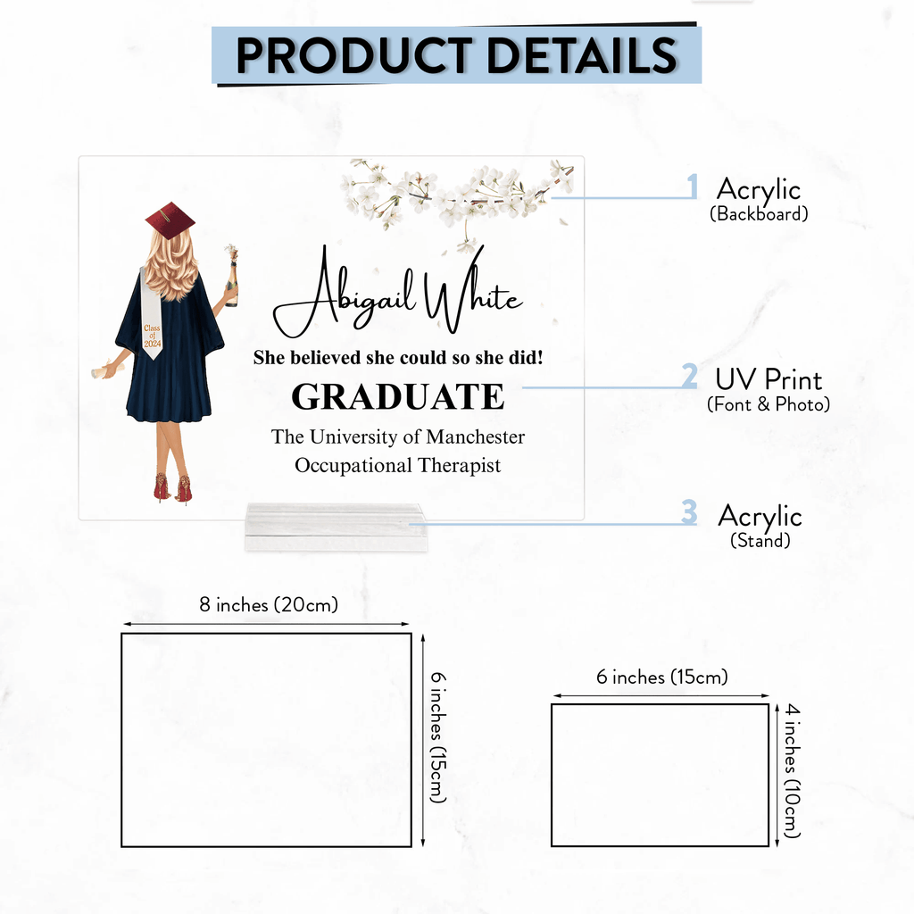 Graduation Gift 2025 - Personalized Custom Horizontal Acrylic Plaque - Senior, Class of 2025 Graduate, Grandson, Granddaughter, Daughter, Son, Best Friends