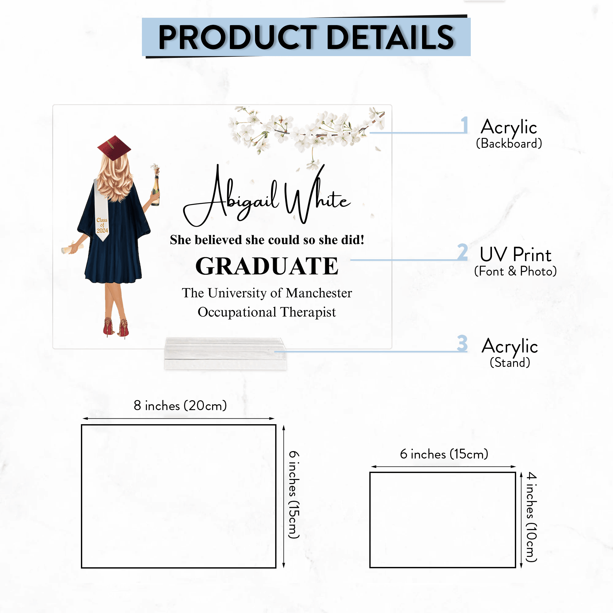 Graduation Gift 2025 - Personalized Custom Horizontal Acrylic Plaque - Senior, Class of 2025 Graduate, Grandson, Granddaughter, Daughter, Son, Best Friends