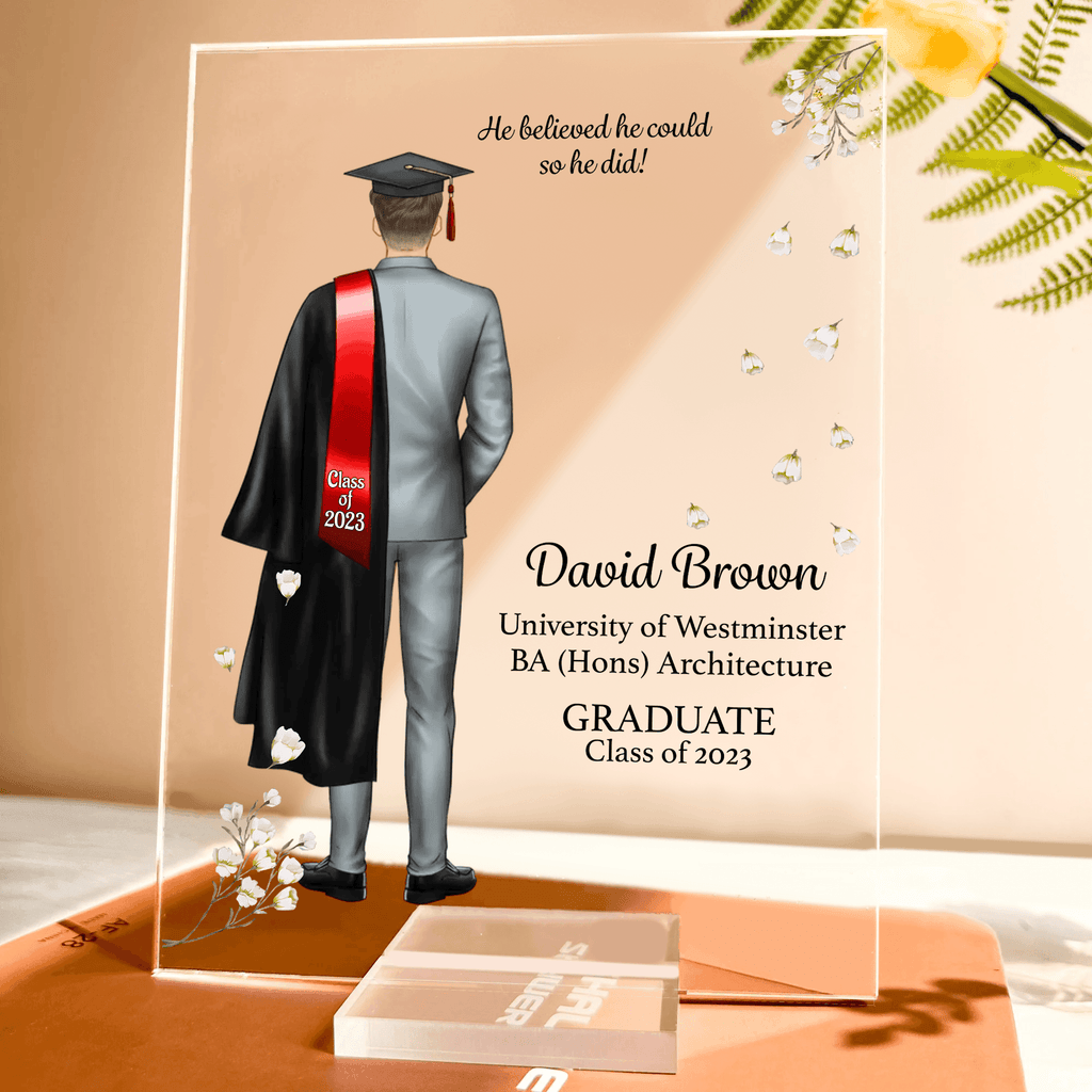 Graduation Gifts, Presents & Ideas For Him, Grad Ceremony, Commencement, Convocation, College & uni University, Personalized Custom Acrylic Plaque