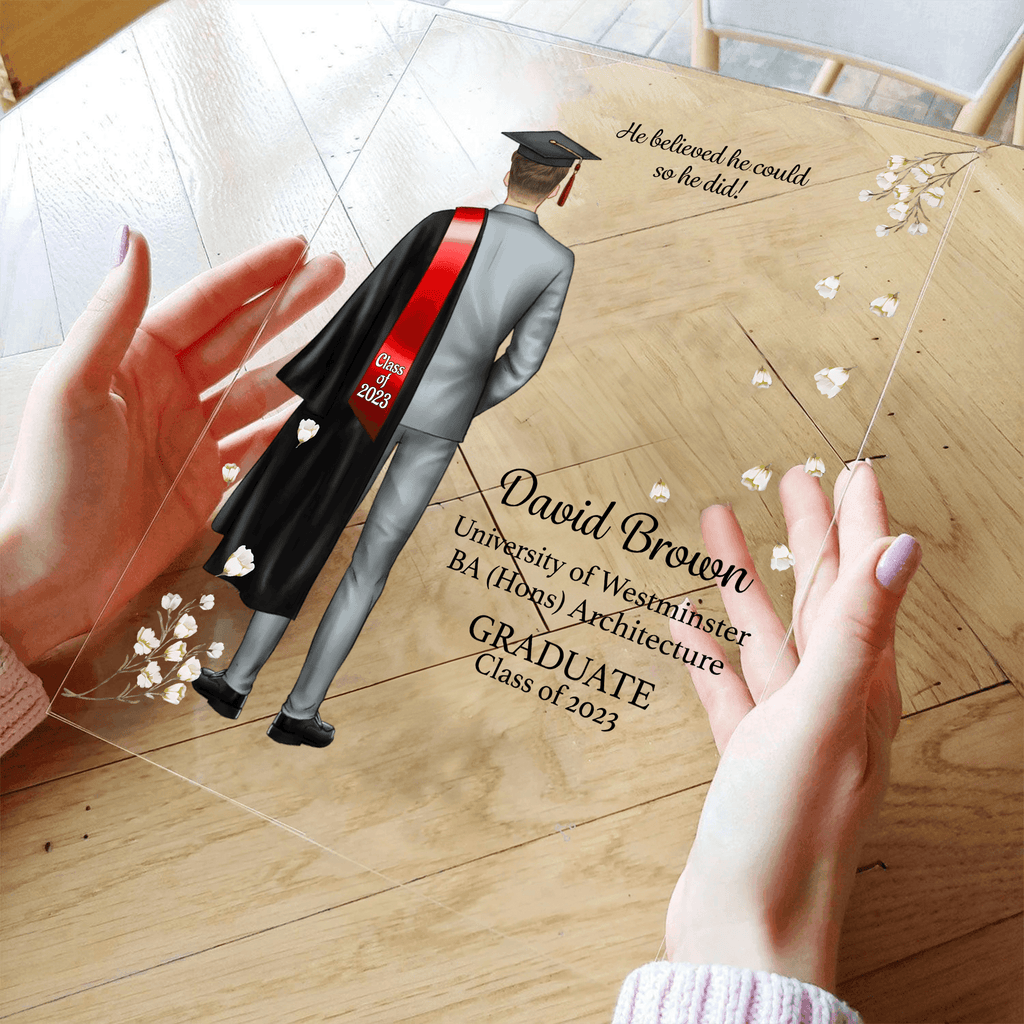 Graduation Gifts, Presents & Ideas For Him, Grad Ceremony, Commencement, Convocation, College & uni University, Personalized Custom Acrylic Plaque