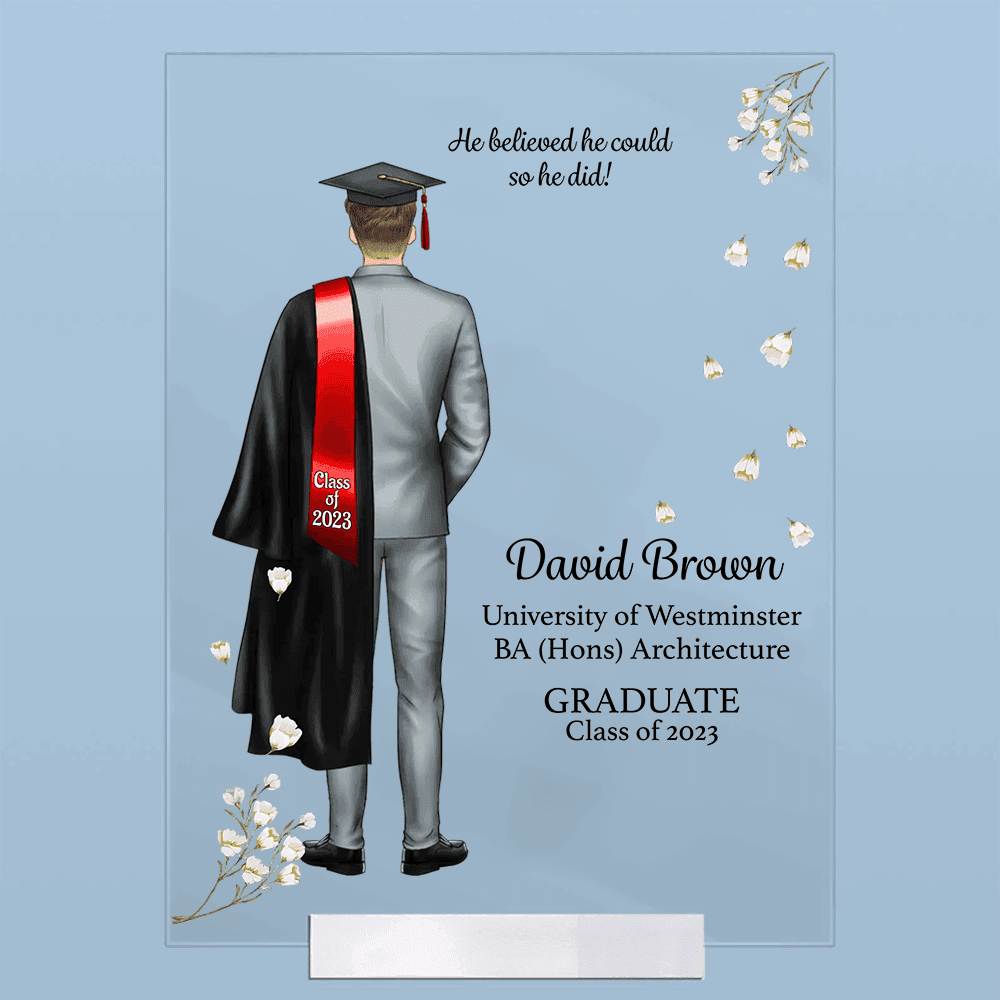 Graduation Gifts, Presents & Ideas For Him, Grad Ceremony, Commencement, Convocation, College & uni University, Personalized Custom Acrylic Plaque