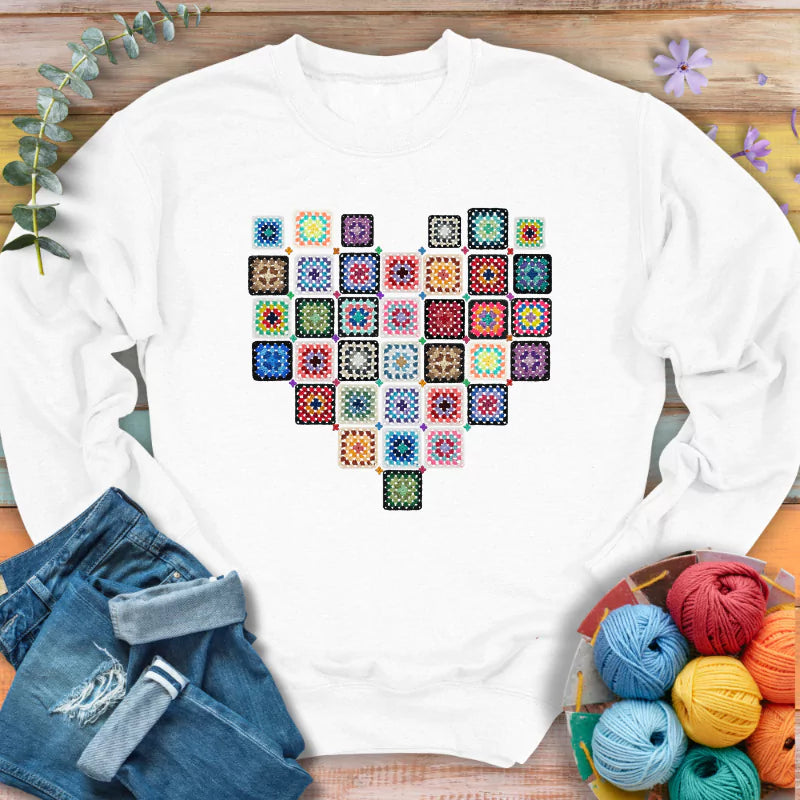 Granny Squares Heart Sweatshirt