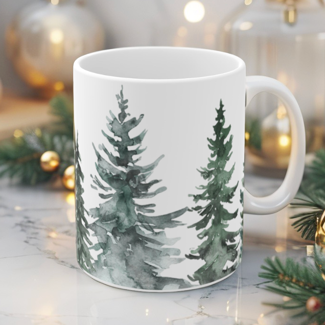 Ceramic Christmas Tree Coffee Mug - Cute Festive Holiday Design - Perfect Secret Santa Gift