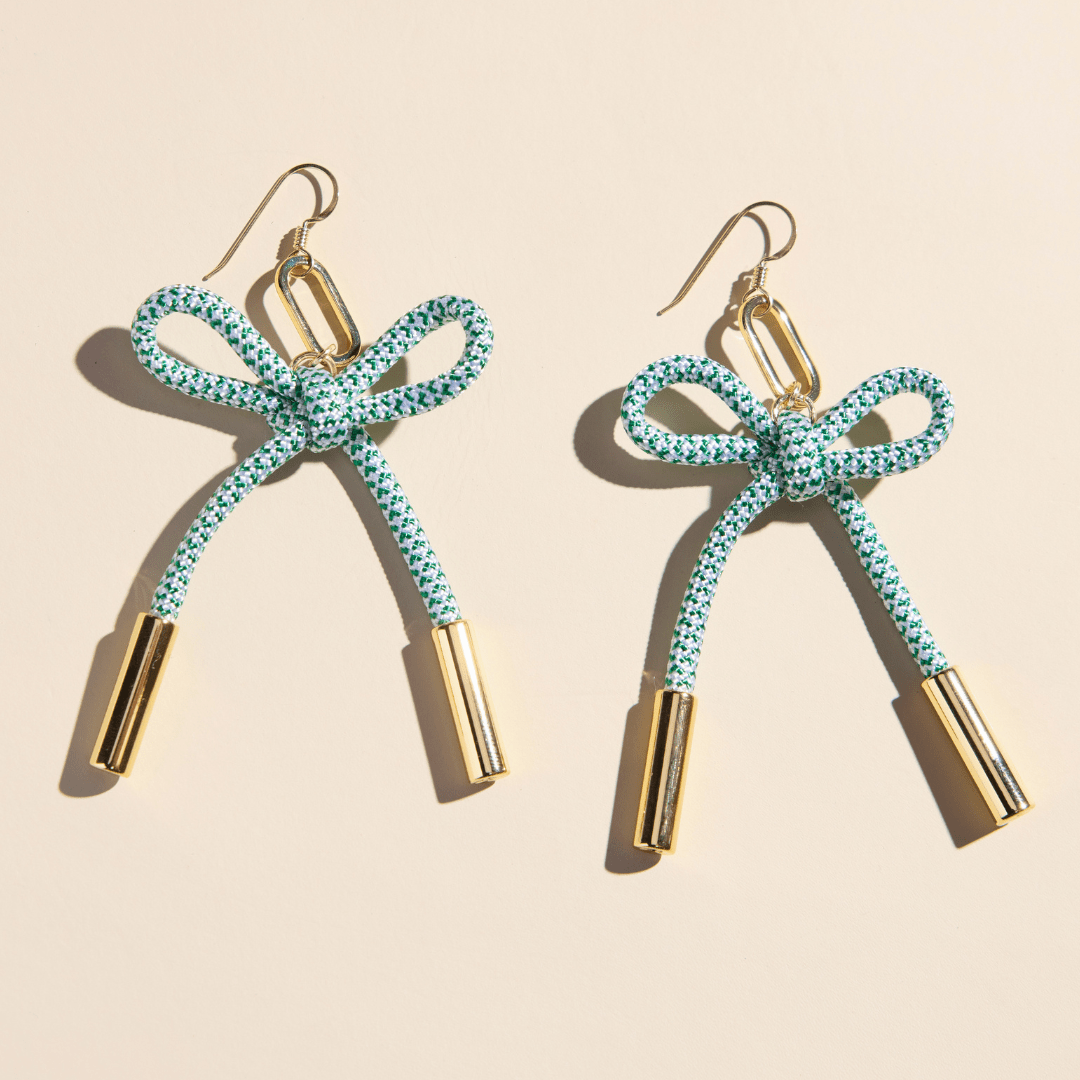 Green &amp;amp; White Simone Cord Earring