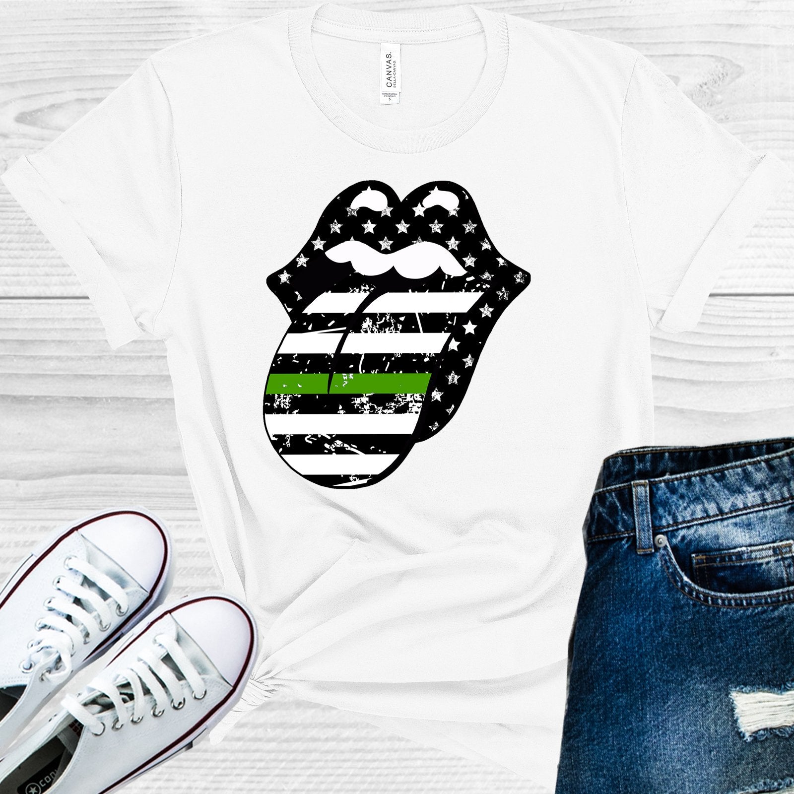 Thin Green Line Tongue Graphic Tee